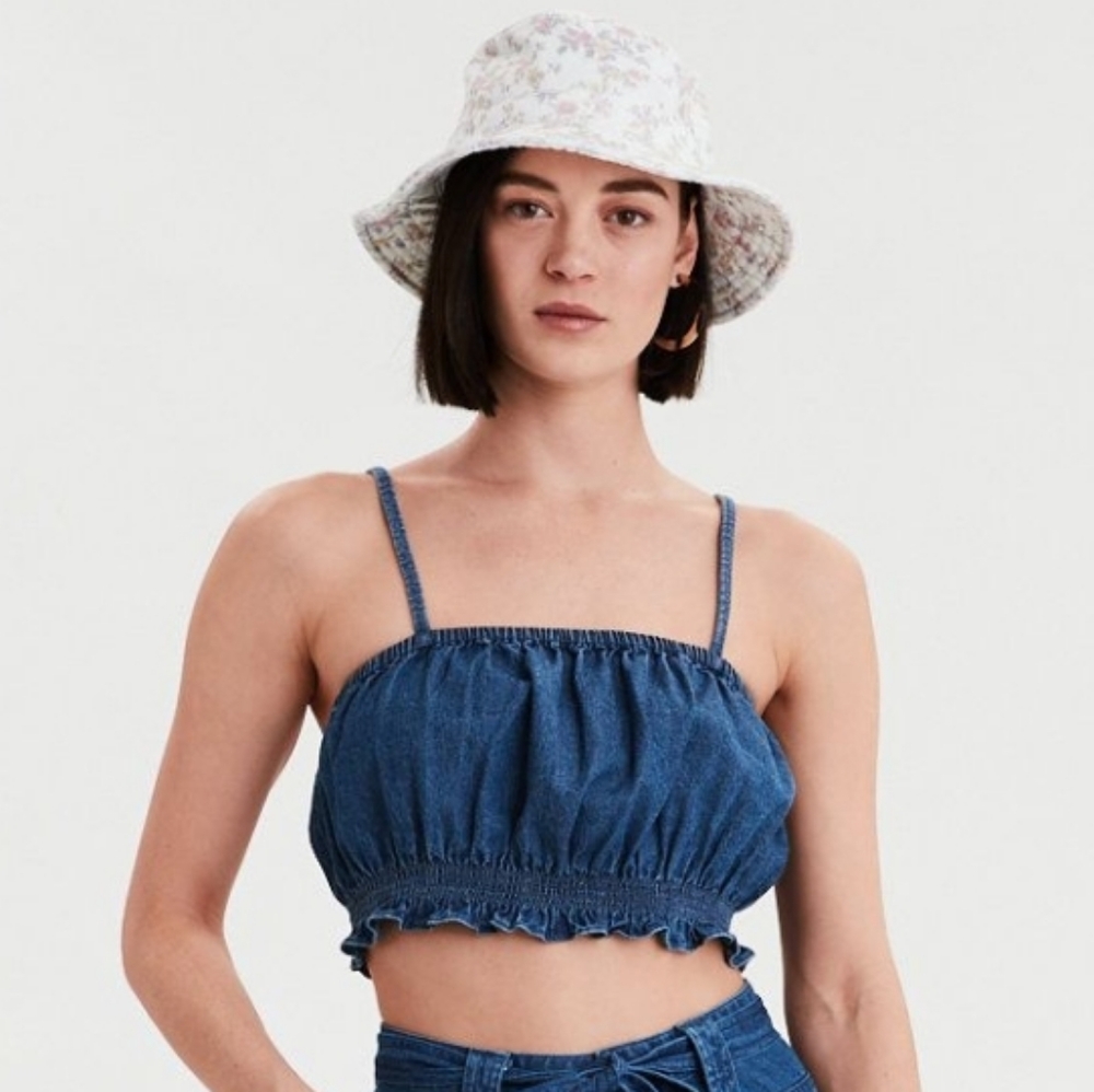 American Eagle Blue Denim Crop Top